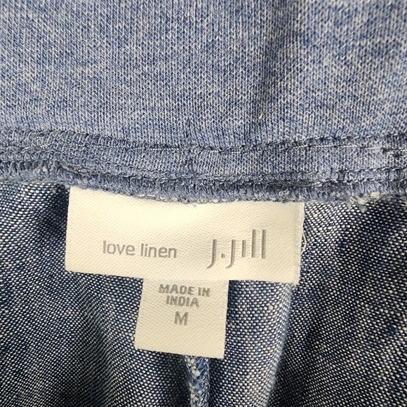 J. Jill Love Linen Chambray Blue Pull On 100% Linen Pants Size Medium Coastal - Picture 6 of 7